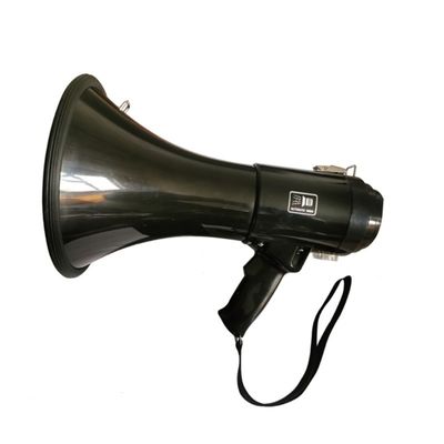 50W Μεγάλη ισχύς πλαστικό χειροκίνητο μαύρο μεγαφώνημα με μουσική σειρήνα Πολυδιάστατες λειτουργίες
